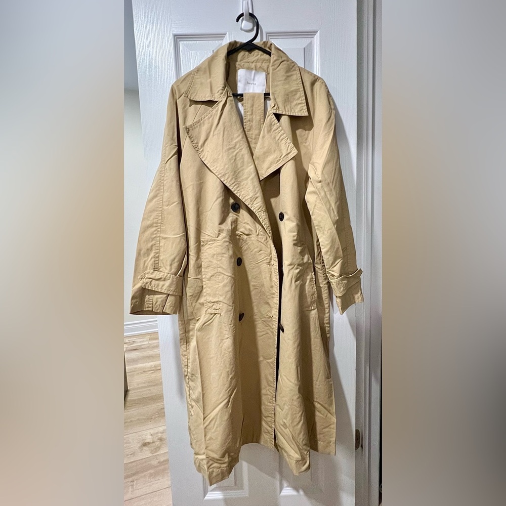 Bershka Double-Breasted Tan Trench Coat
